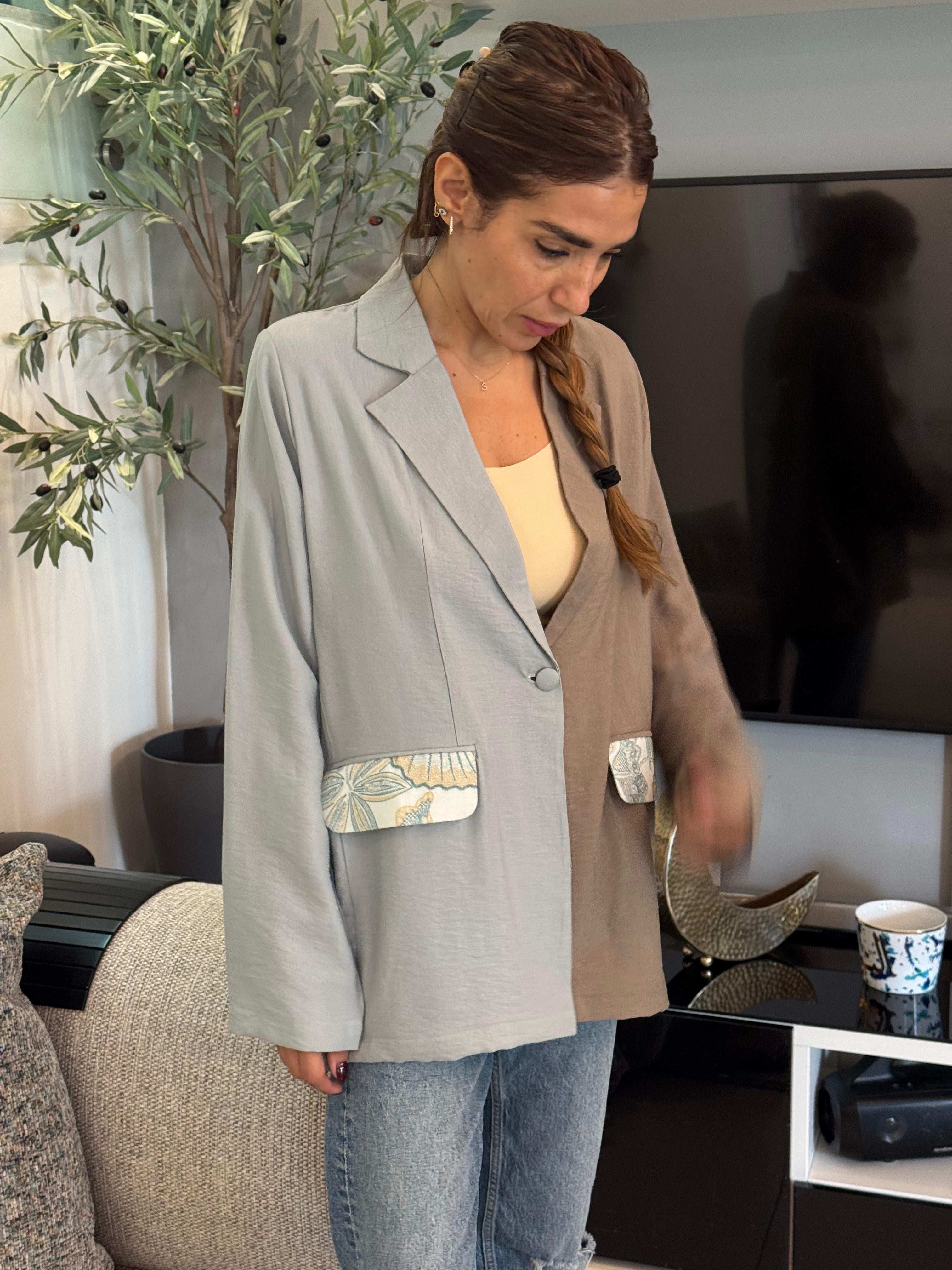 Two-Toned Embrodeired Blazer