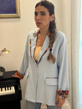 Baby Blue Crepe Blazer