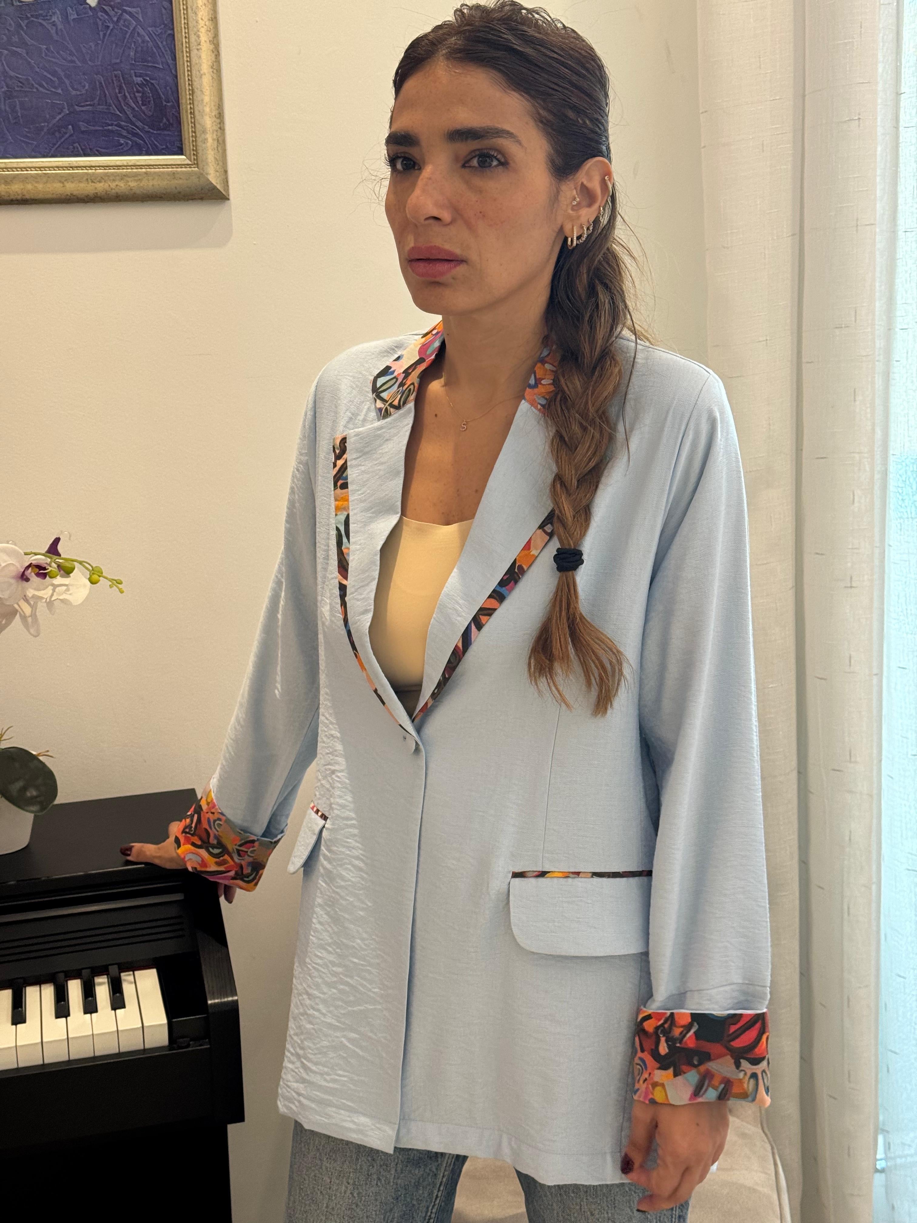 Baby Blue Crepe Blazer