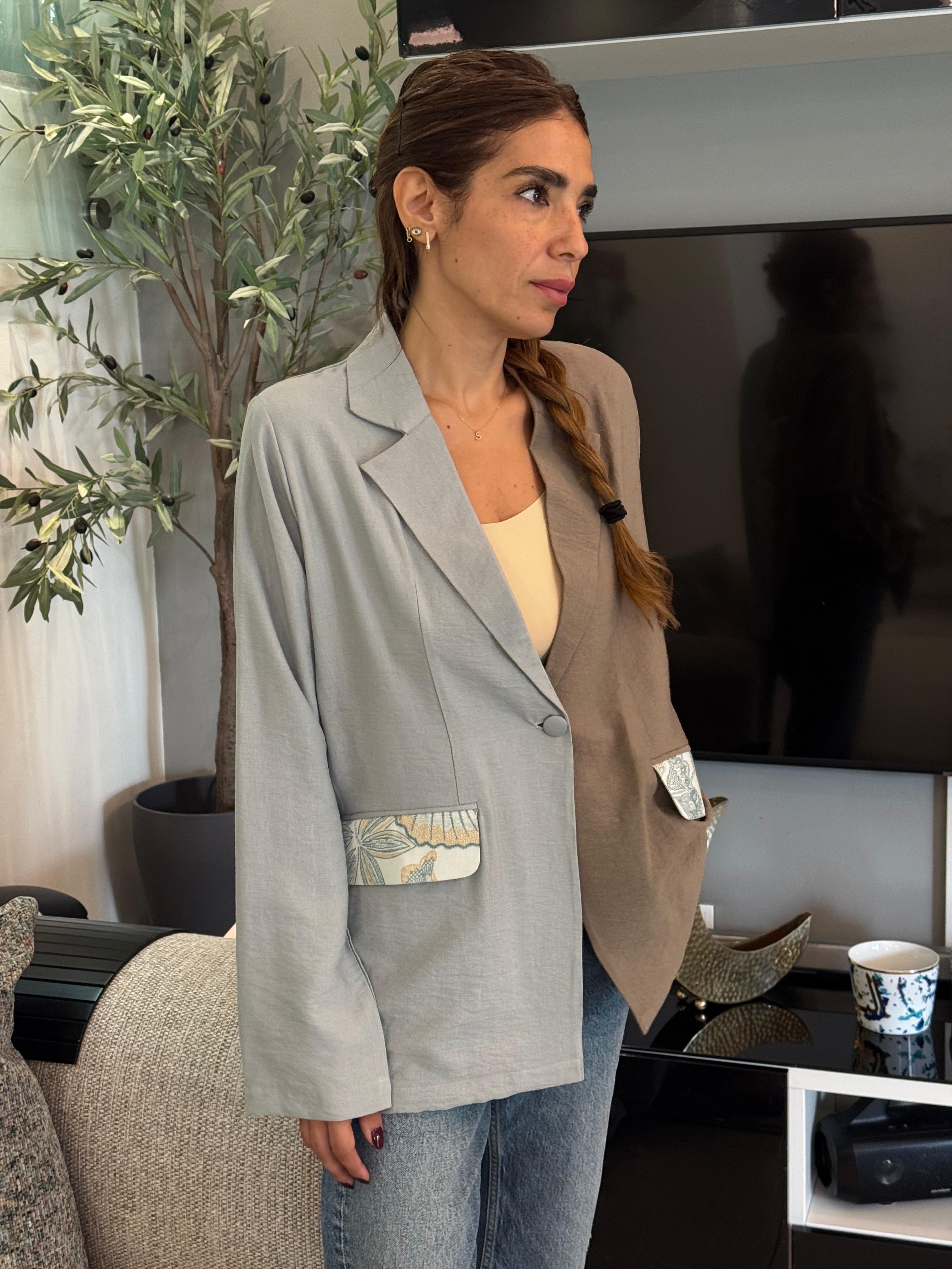 Two-Toned Embrodeired Blazer