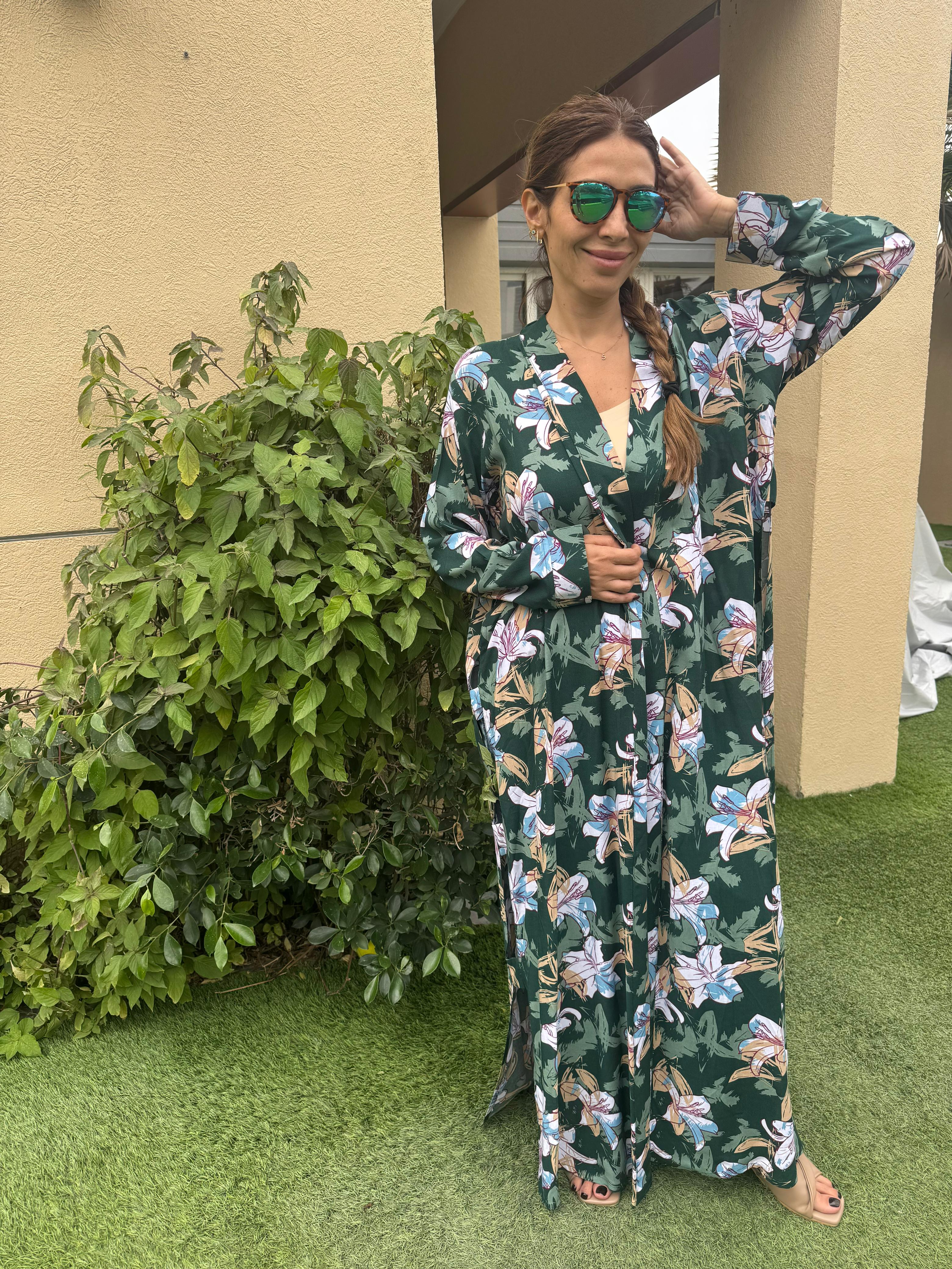 Deep Green Floral Kimono