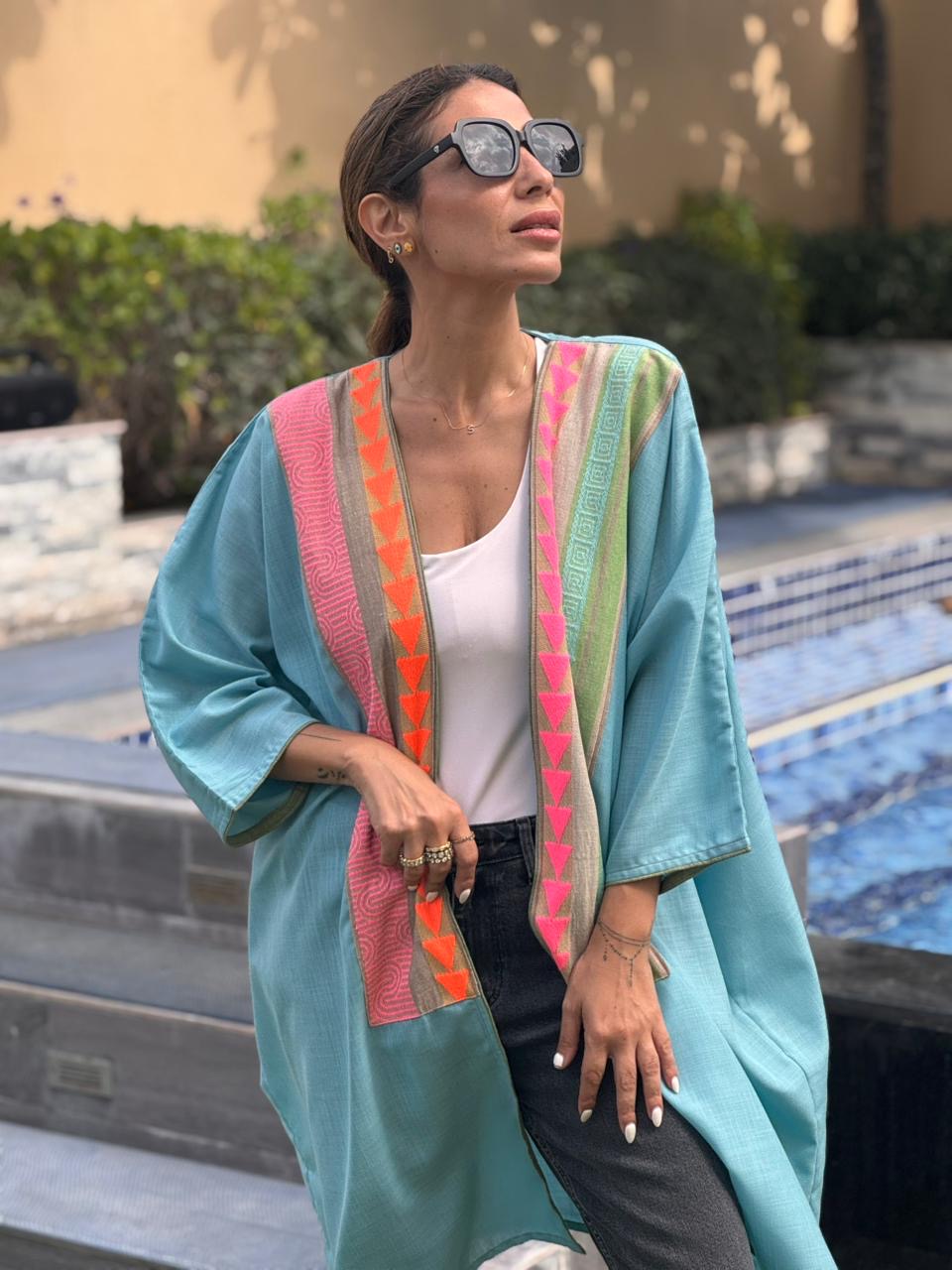Electric Blue Linen Kimono