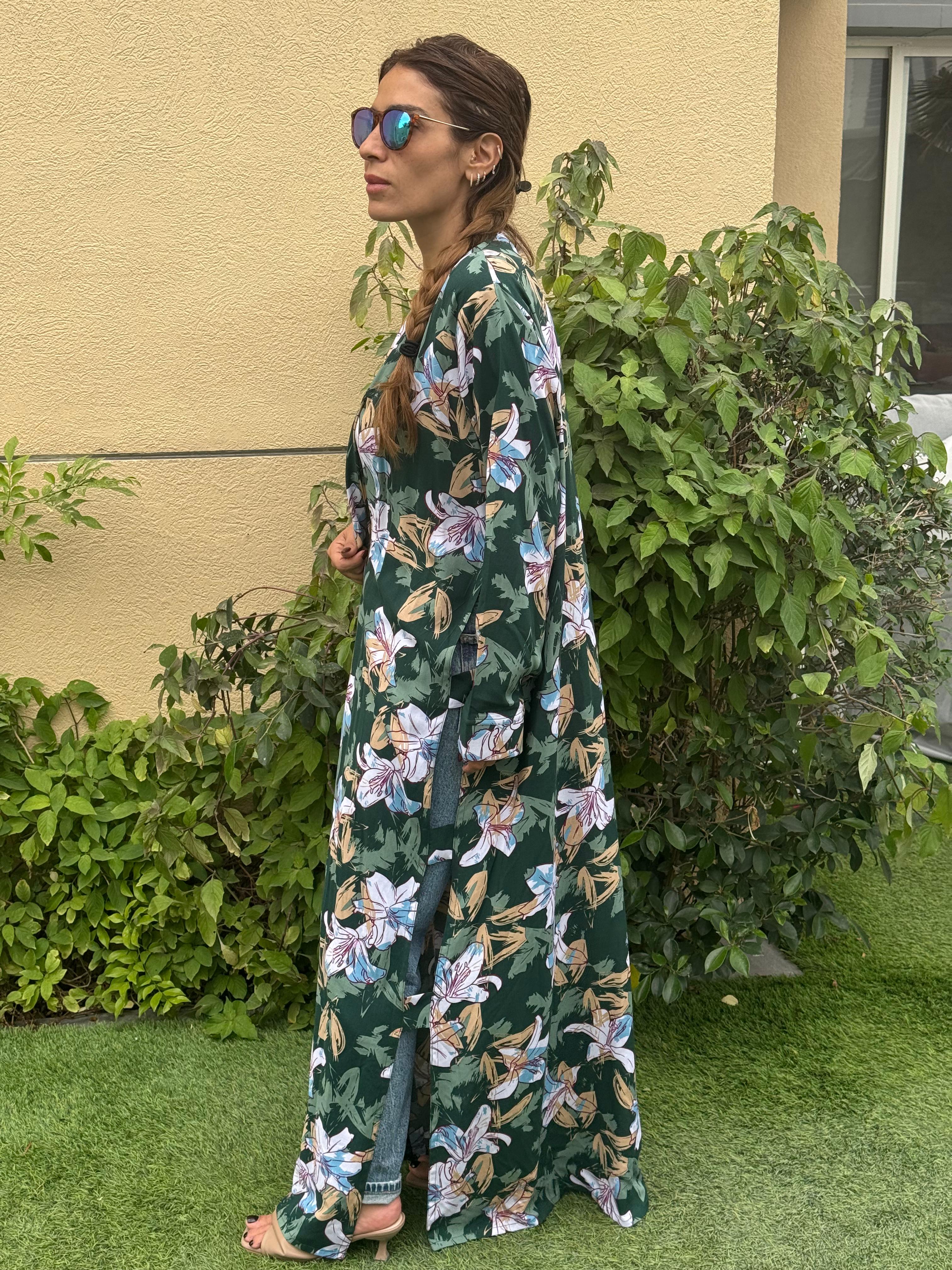 Deep Green Floral Kimono