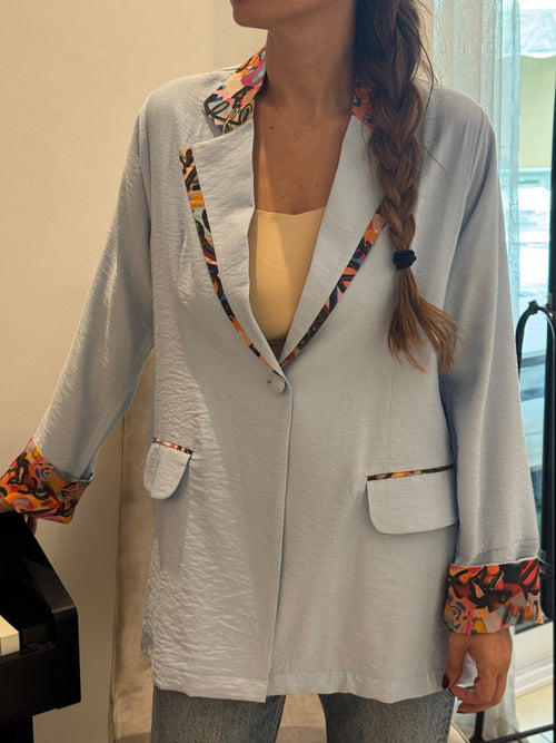 Baby Blue Crepe Blazer