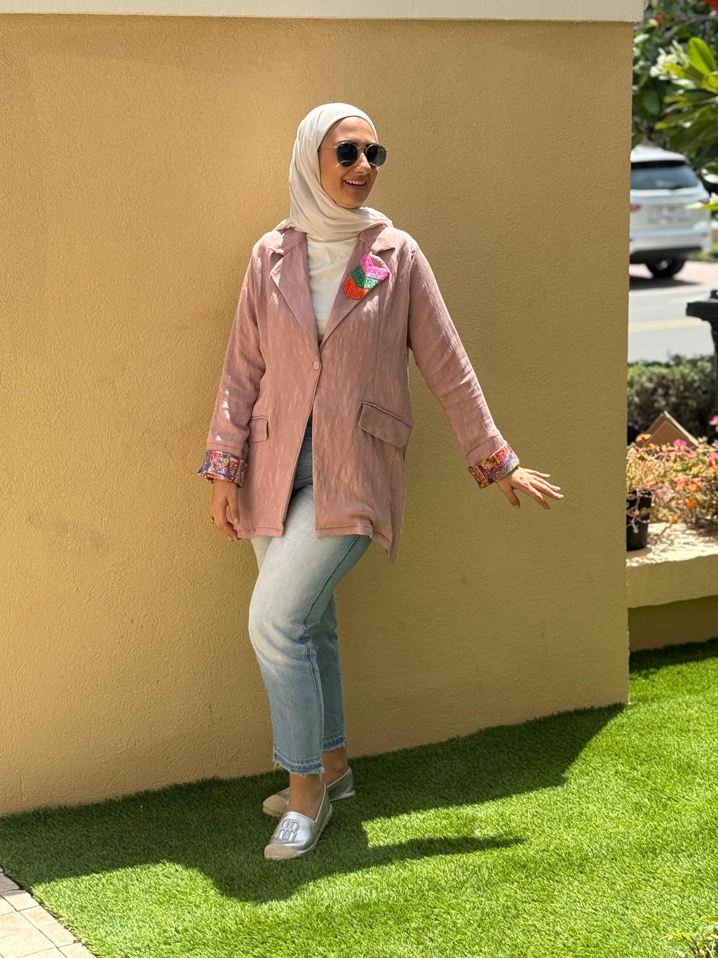 Dusty Pink Crepe Blazer