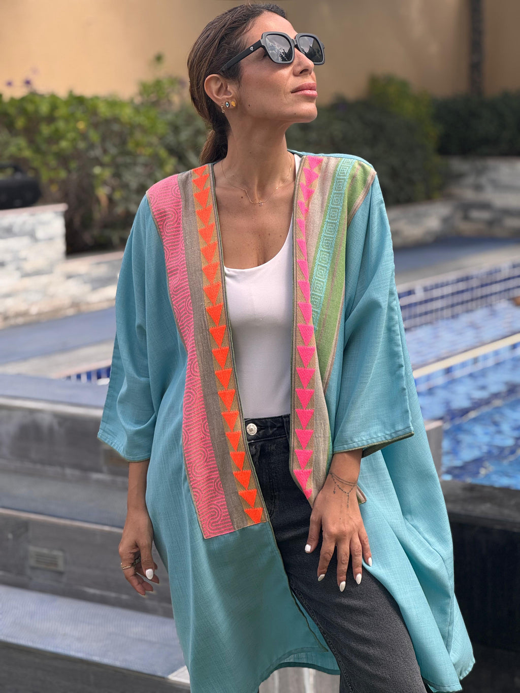 Electric Blue Linen Kimono