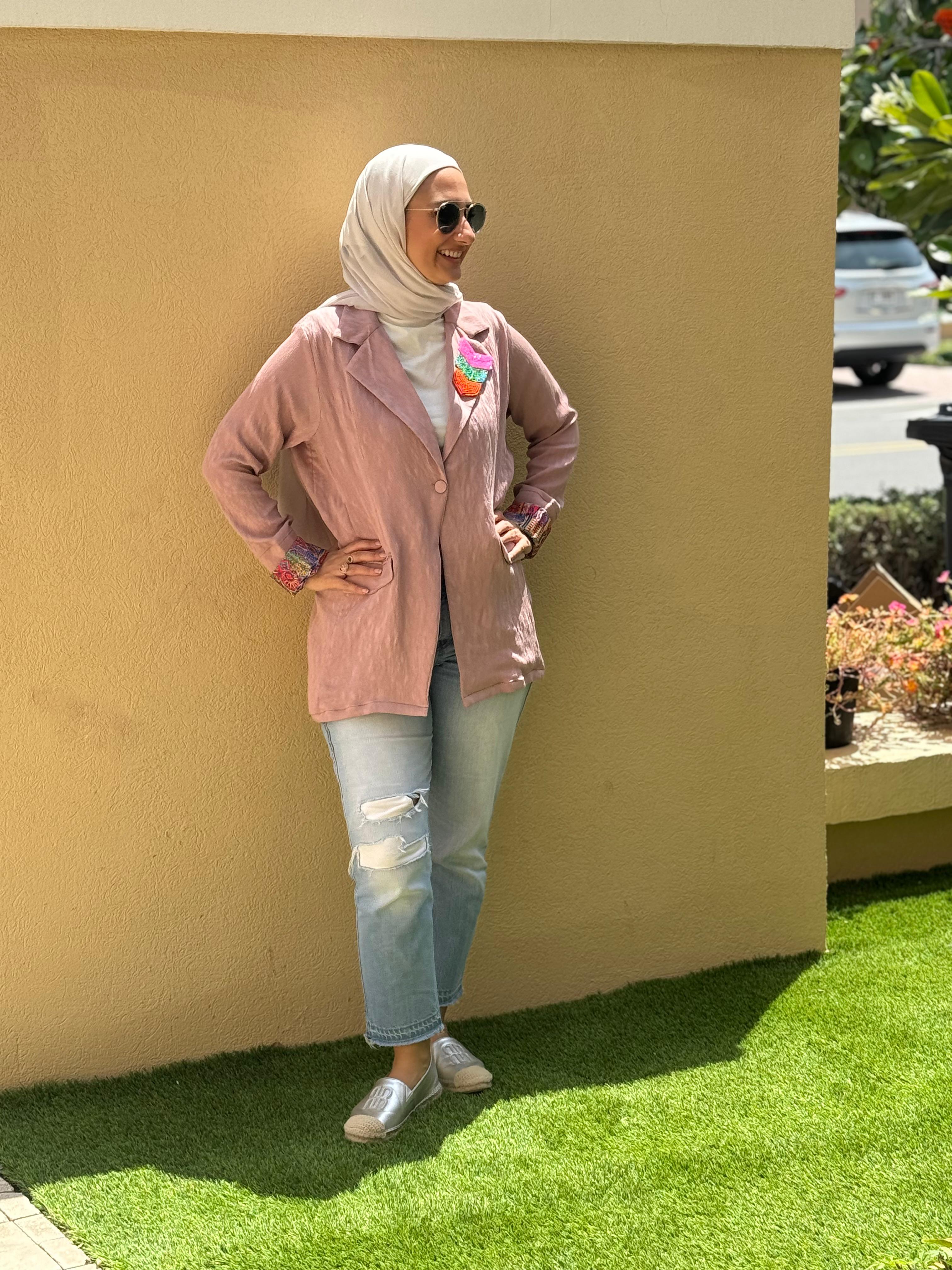 Dusty Pink Crepe Blazer