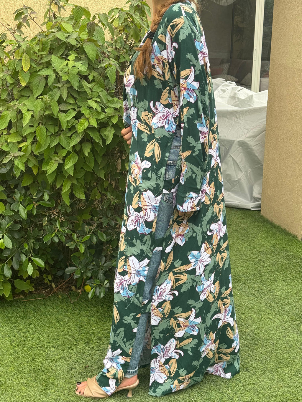 Deep Green Floral Kimono