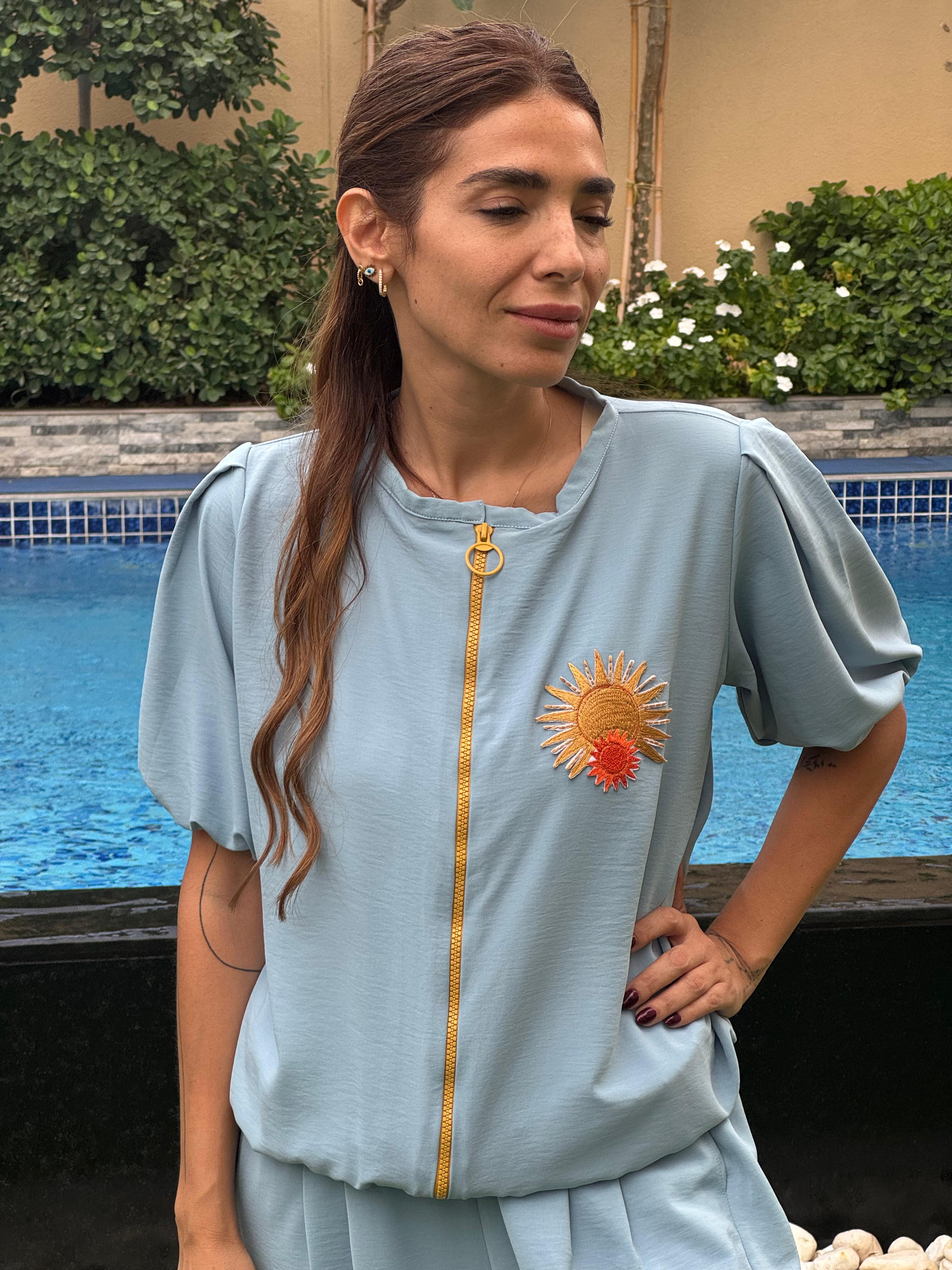 Powder Blue Crepe Silk Set