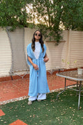 Powder Blue Crepe Silk Kimono
