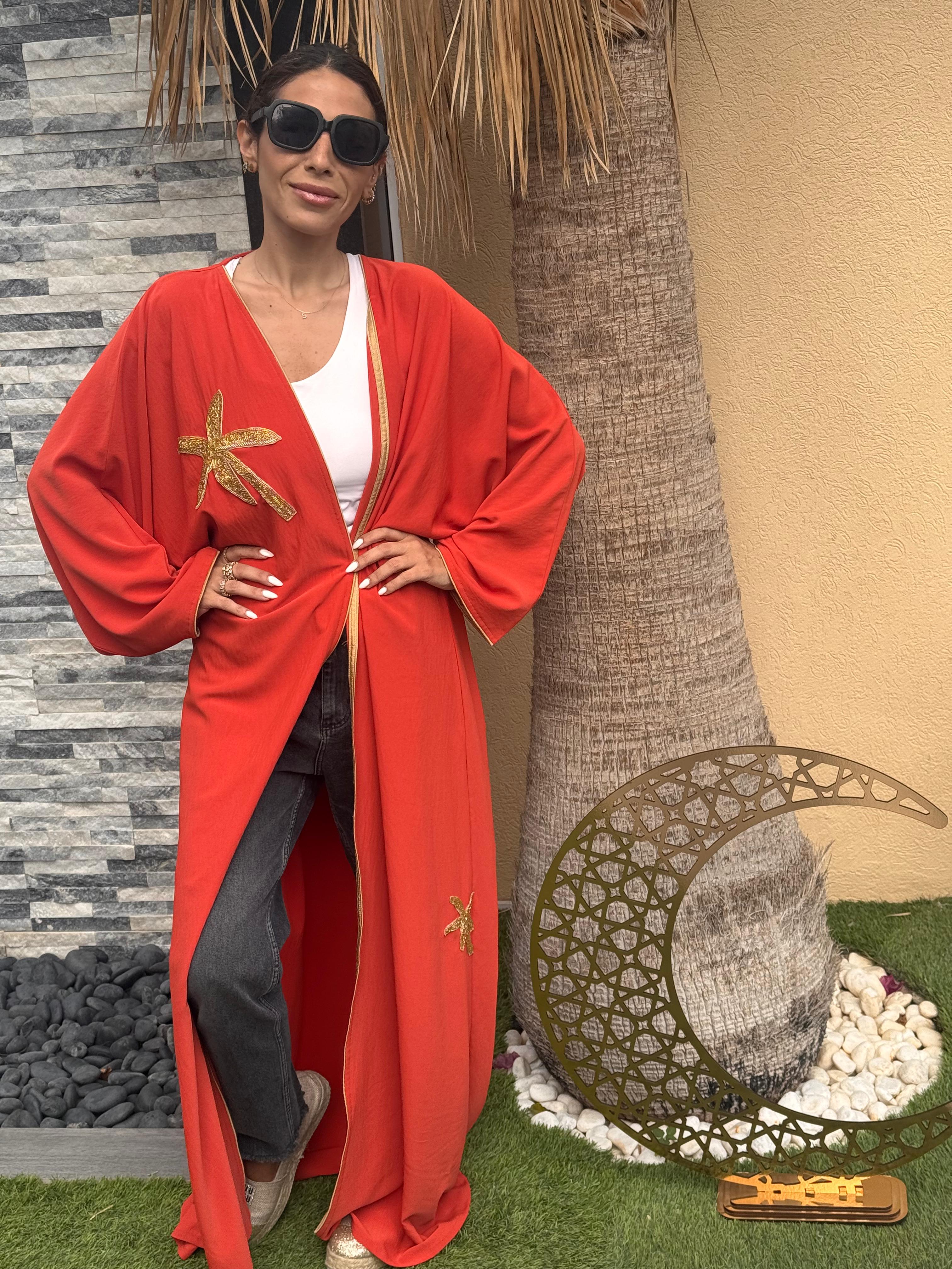 Orange Crepe Silk Caftan