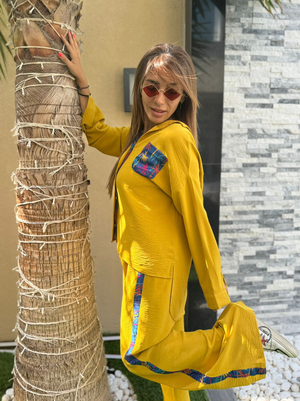 Mustard Crepe Silk Set