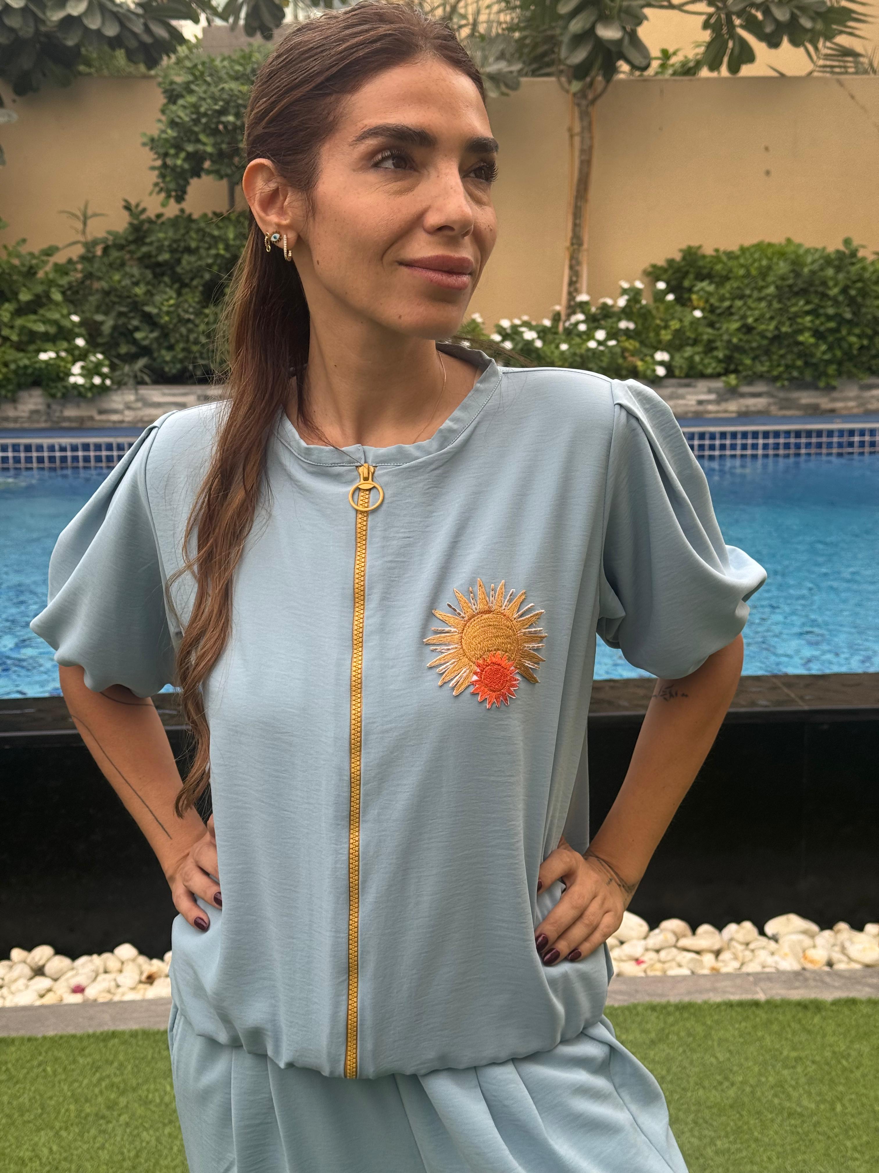 Powder Blue Crepe Silk Set