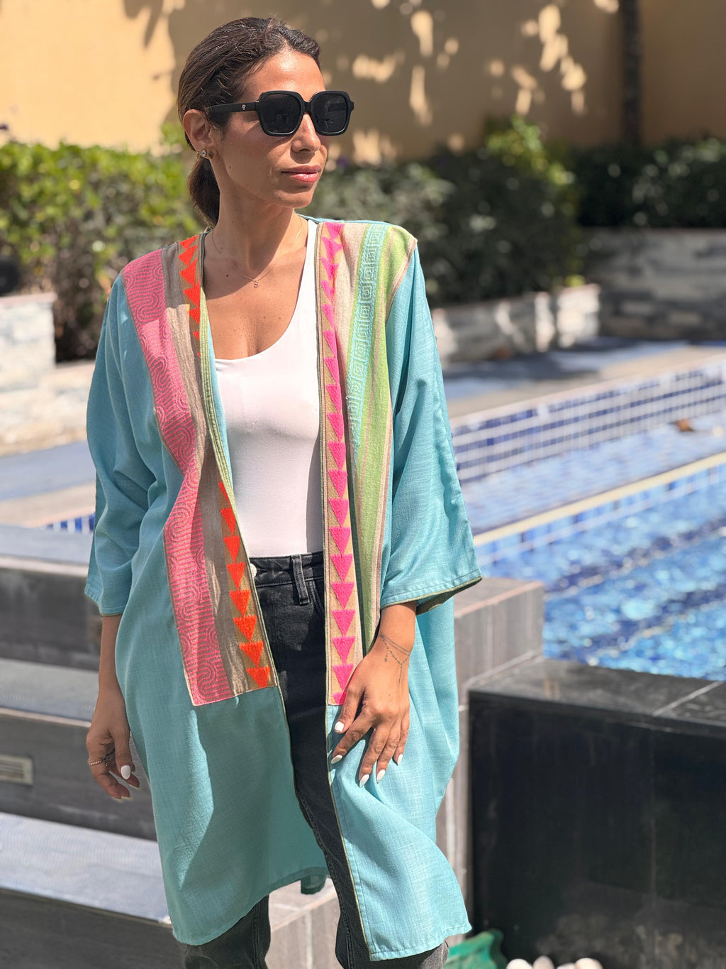 Electric Blue Linen Kimono