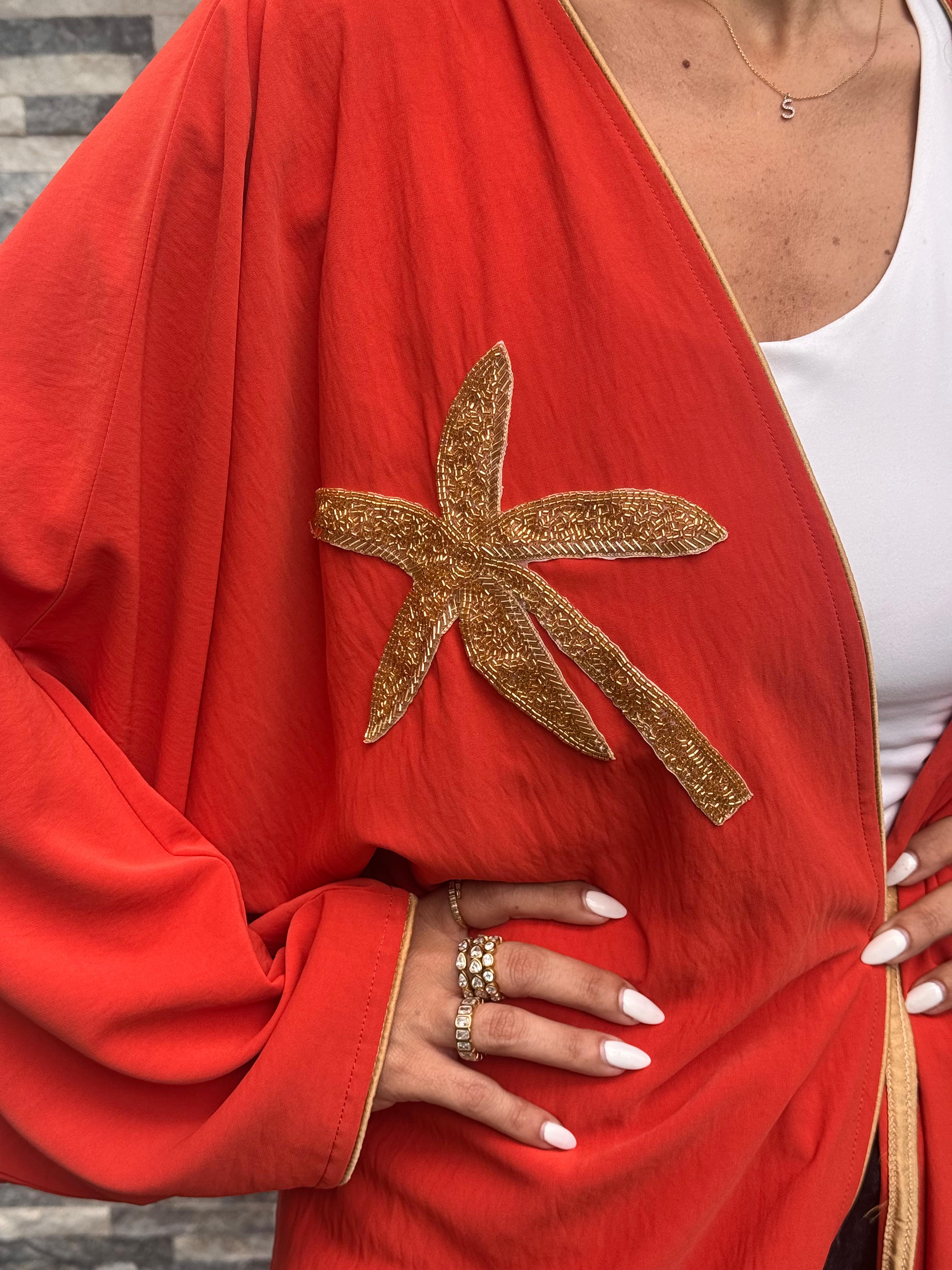 Orange Crepe Silk Caftan