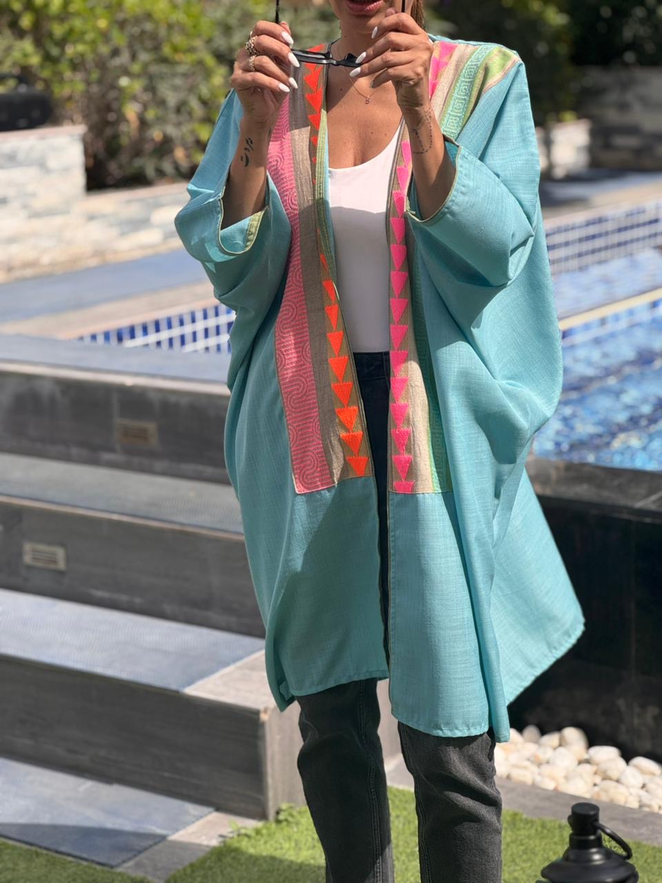 Electric Blue Linen Kimono