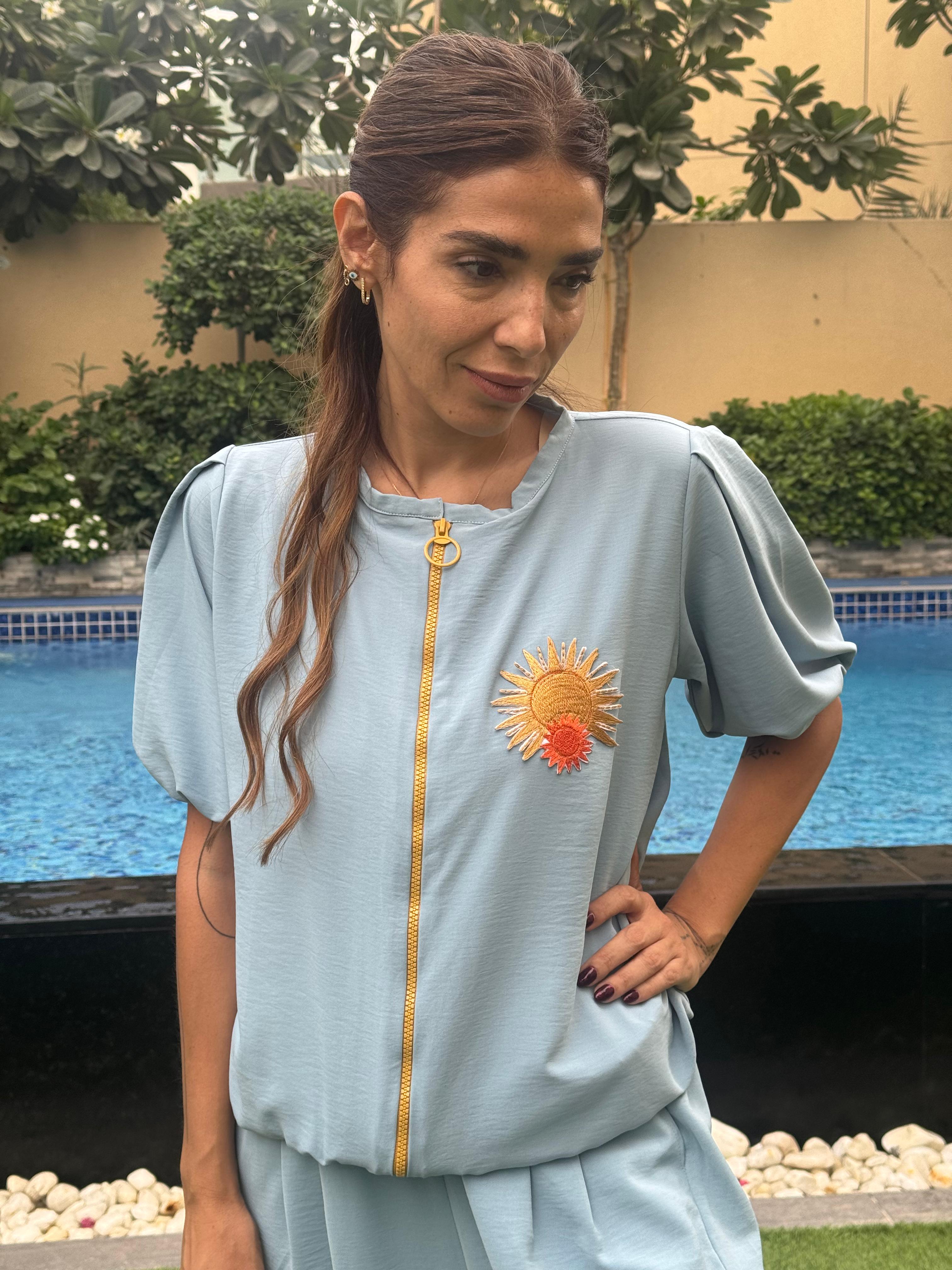 Powder Blue Crepe Silk Set