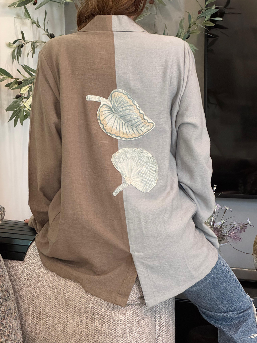 Two-Toned Embrodeired Blazer