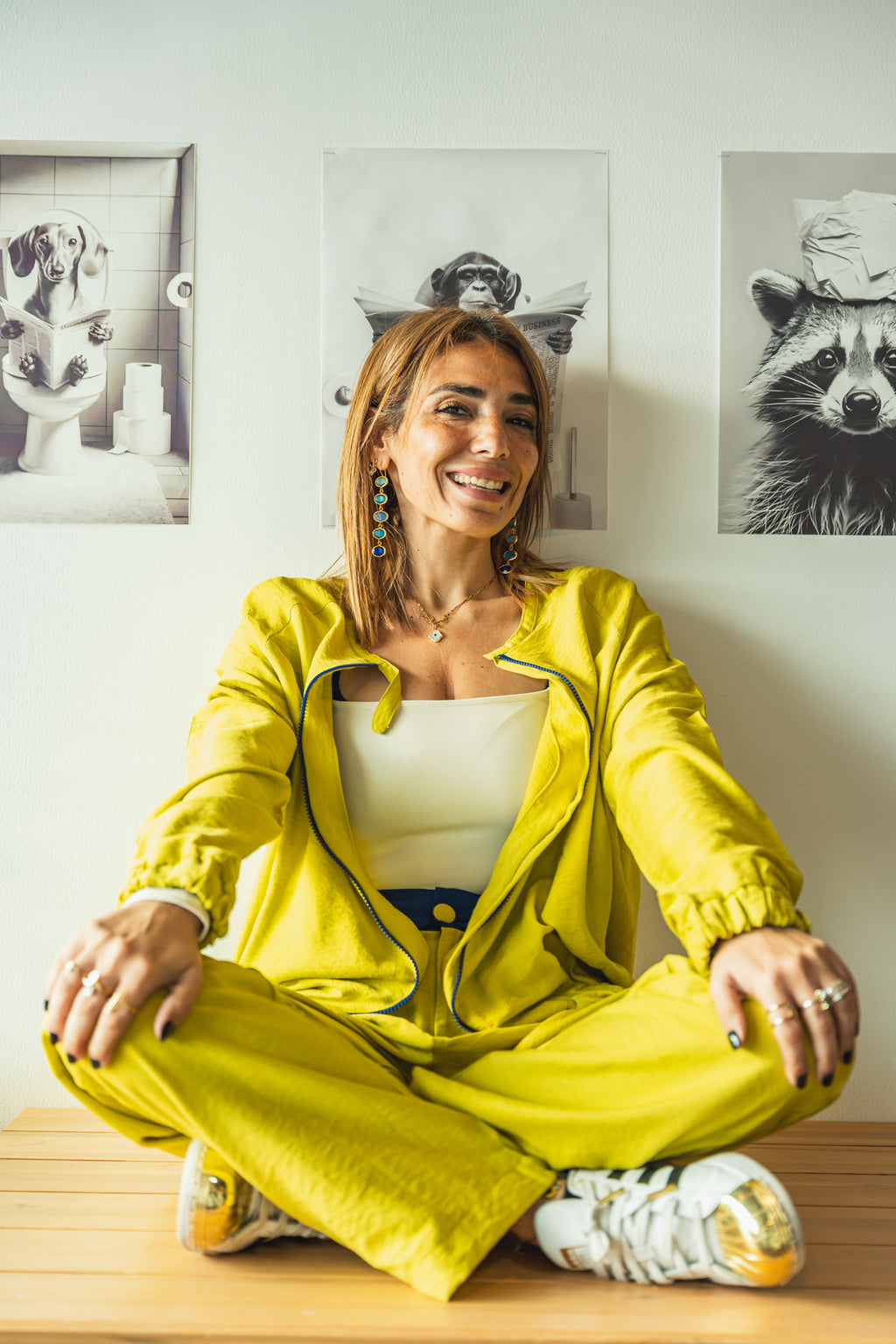 Platinum Yellow Crepe Silk Bomber Set