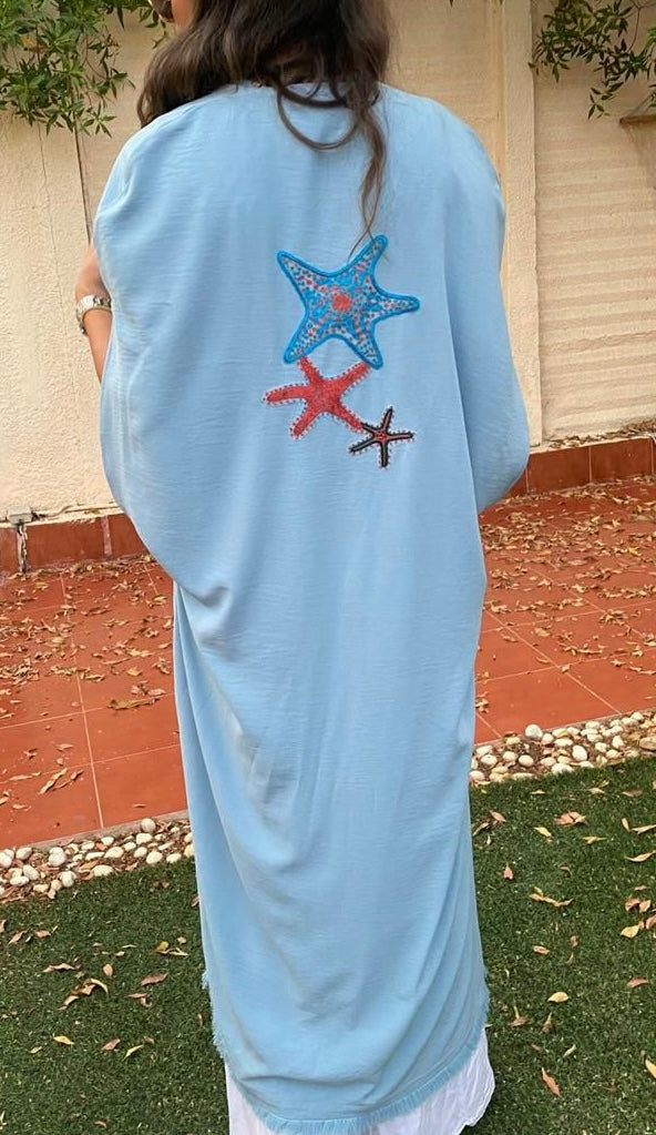 Powder Blue Crepe Silk Kimono