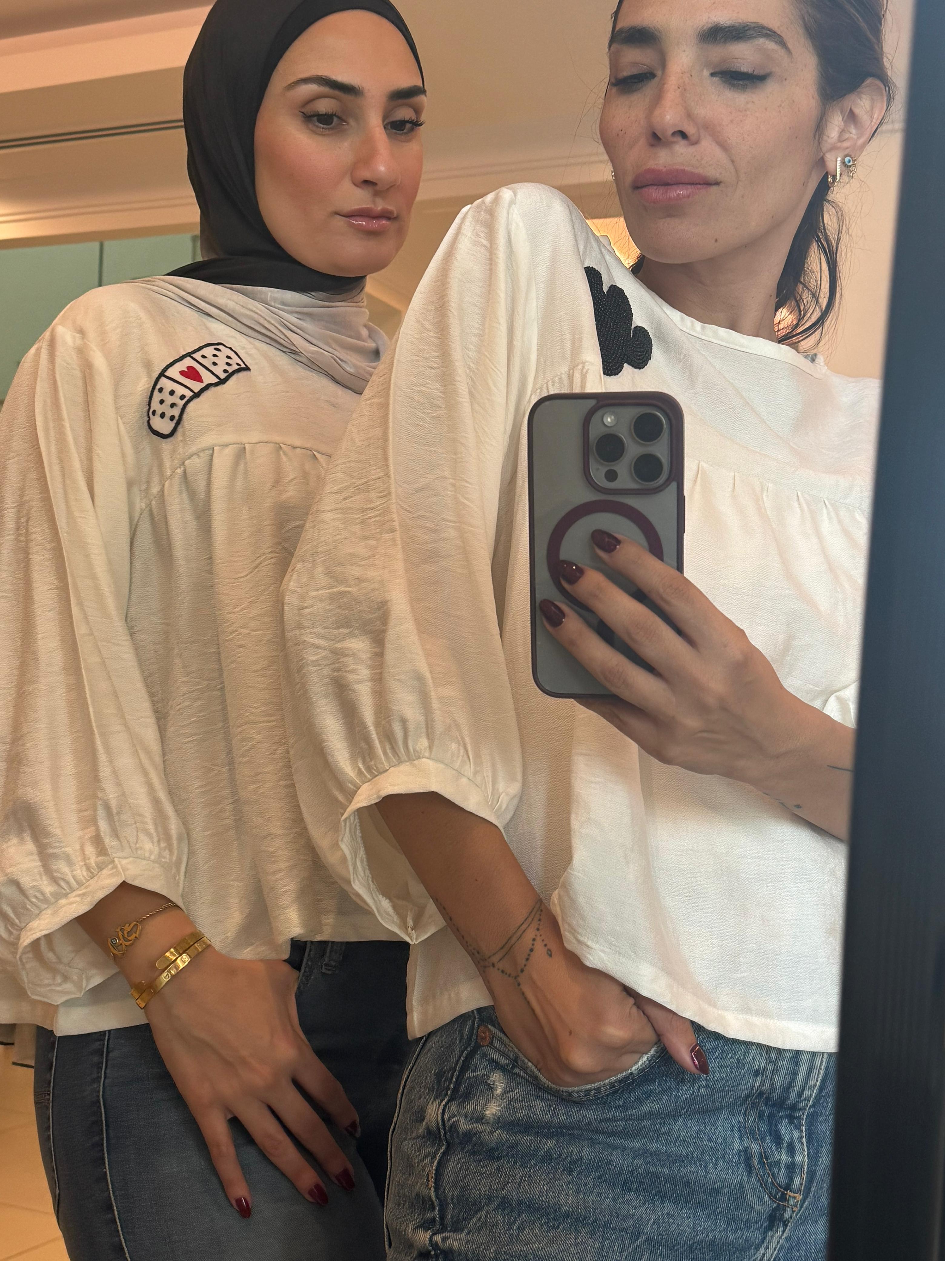 White Crepe Cactus Embroidered Top