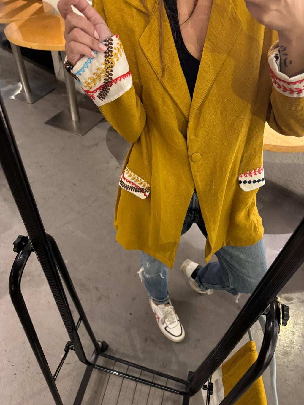 Mustard Yellow Crepe Blazer
