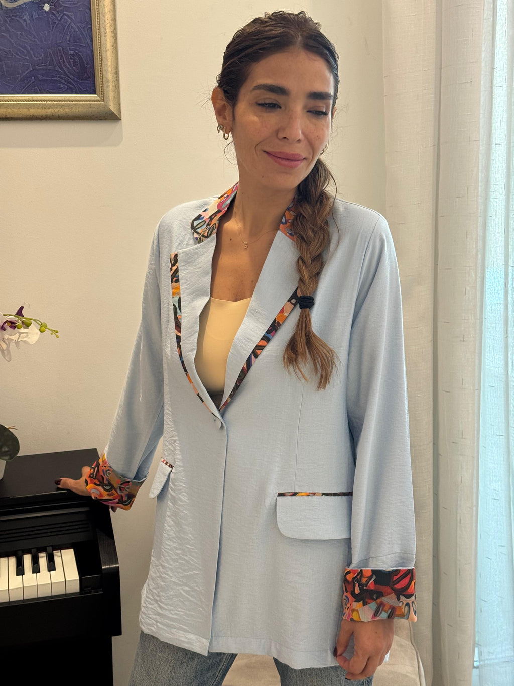 Baby Blue Crepe Blazer