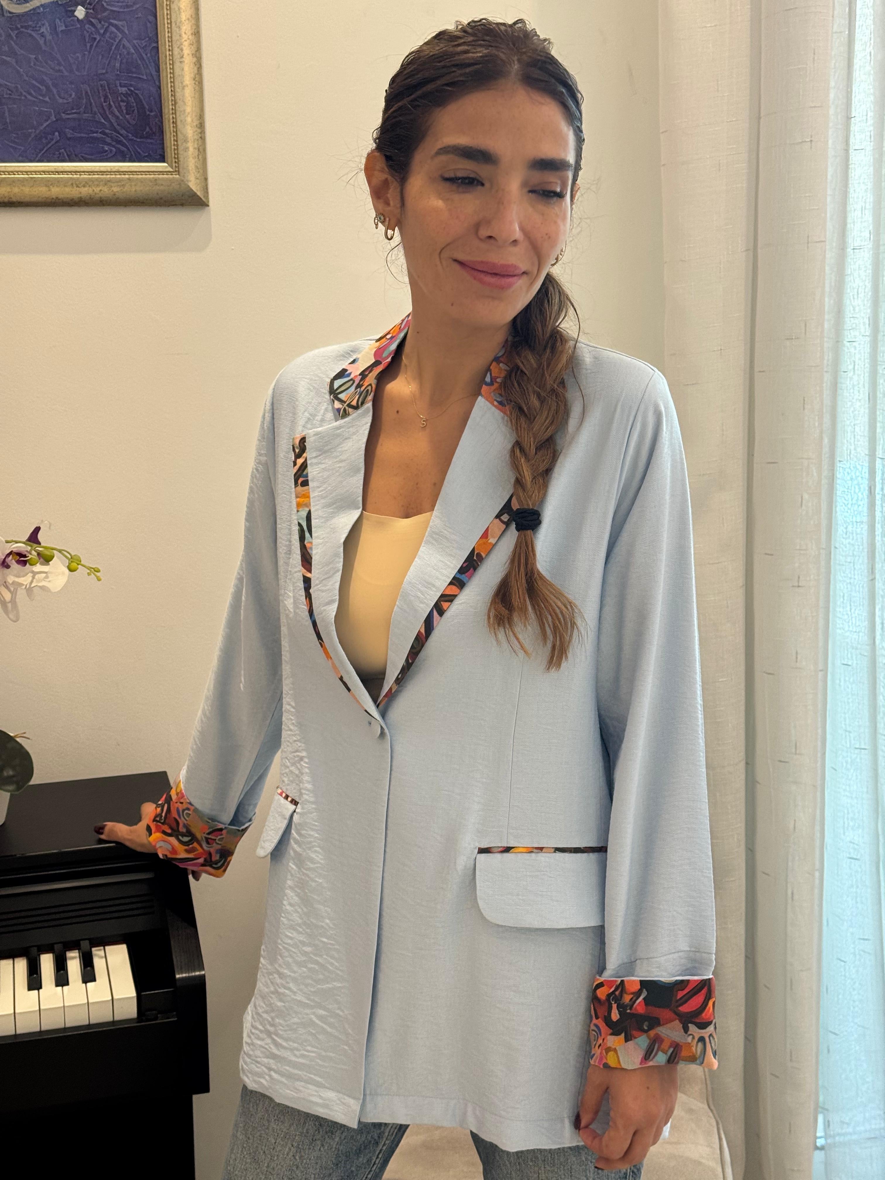 Baby Blue Crepe Blazer