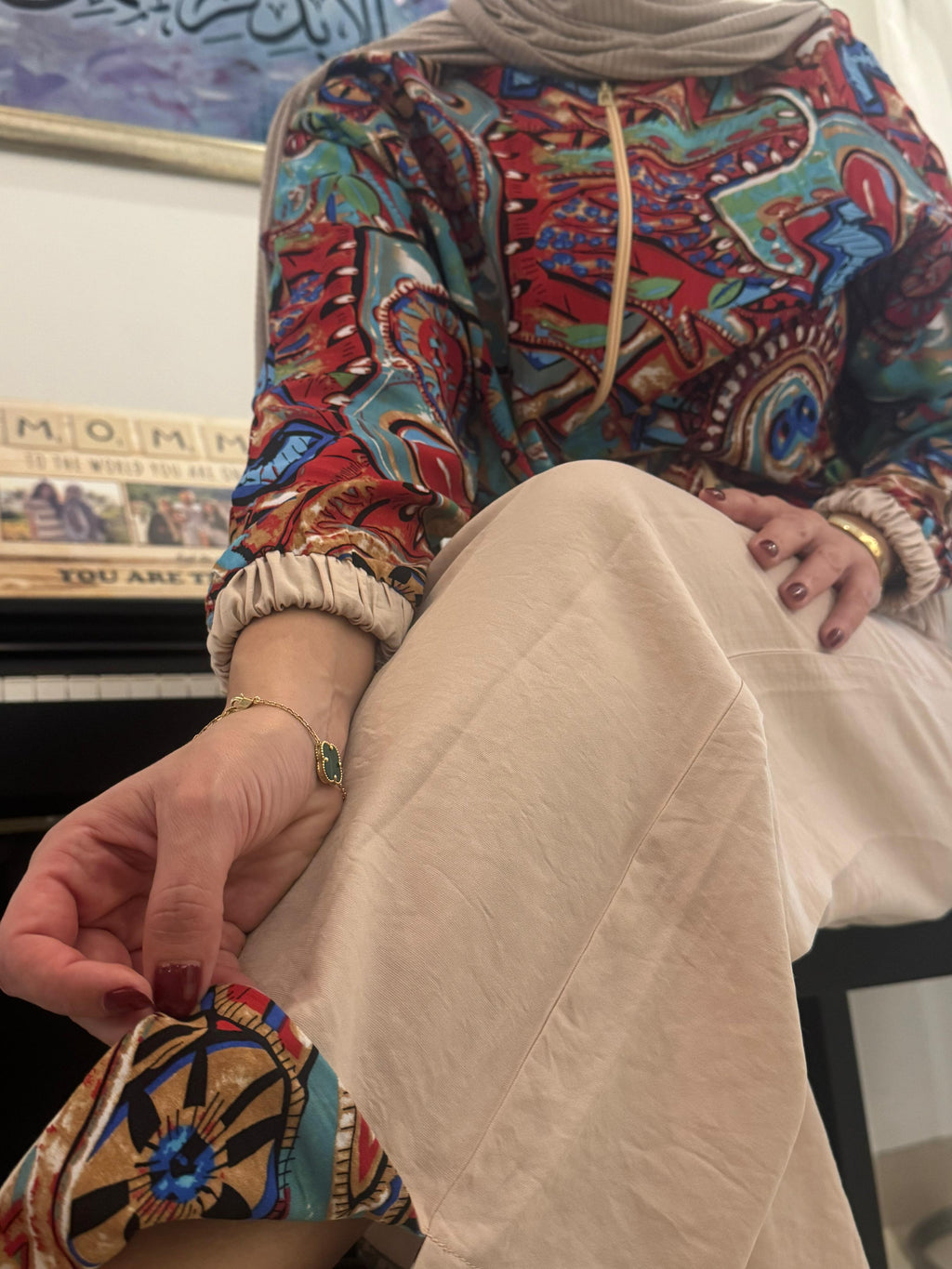 Printed Crepe Silk Bomber Set