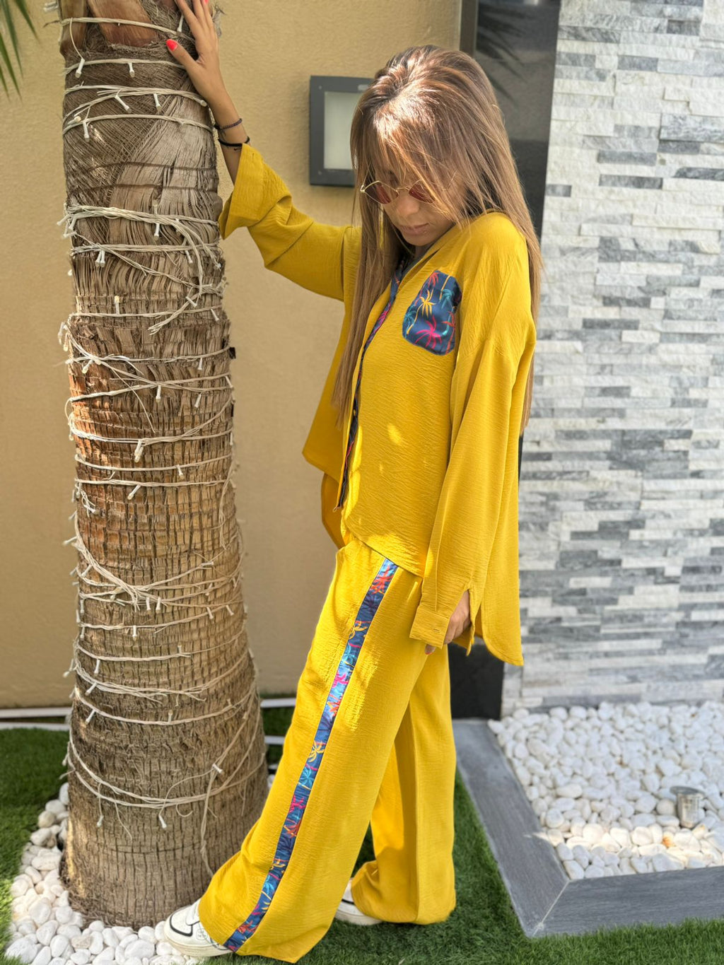 Mustard Crepe Silk Set