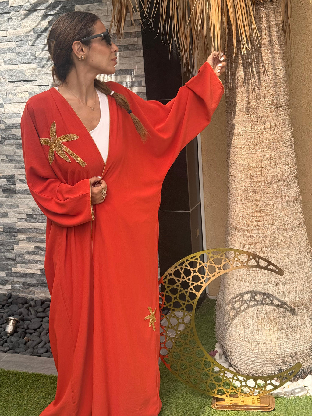 Orange Crepe Silk Caftan