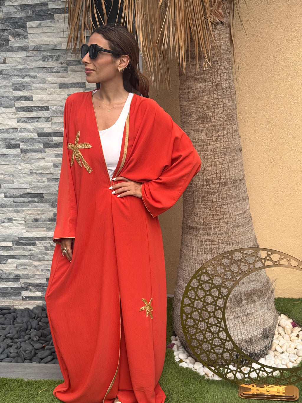 Orange Crepe Silk Caftan