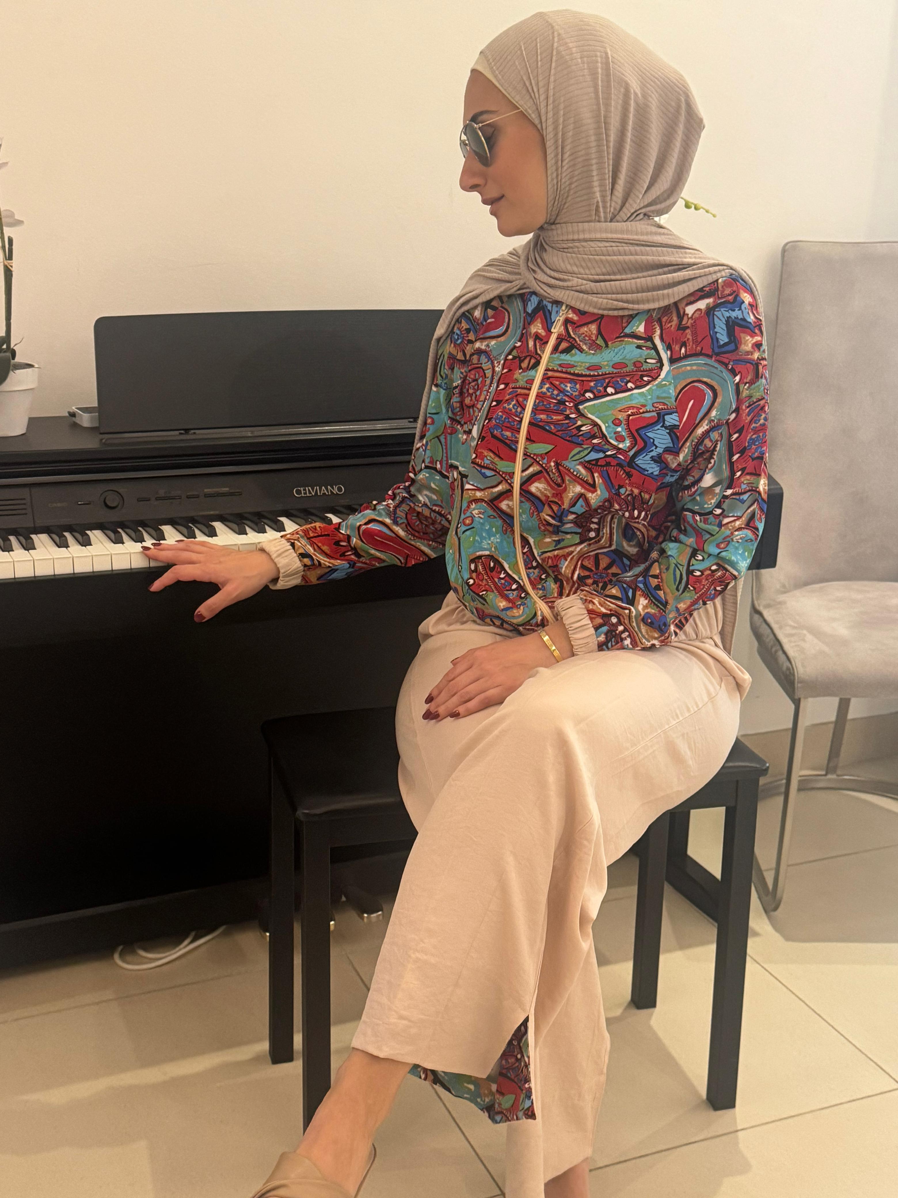 Printed Crepe Silk Bomber Set