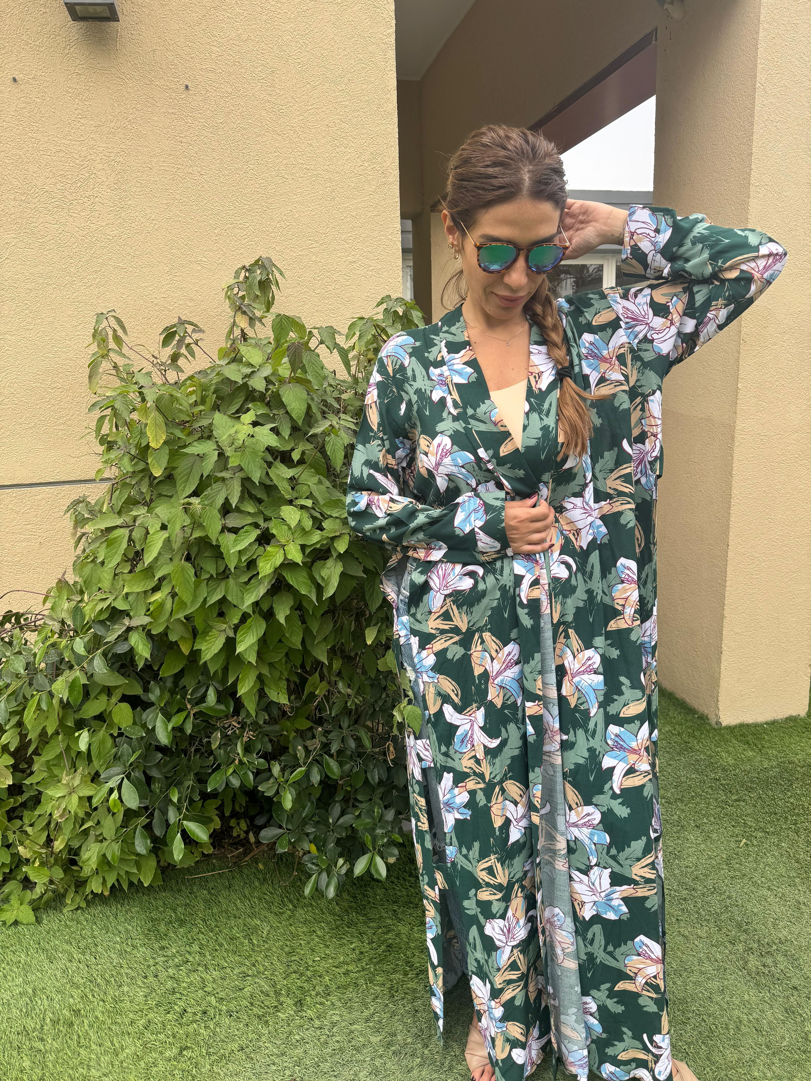 Deep Green Floral Kimono